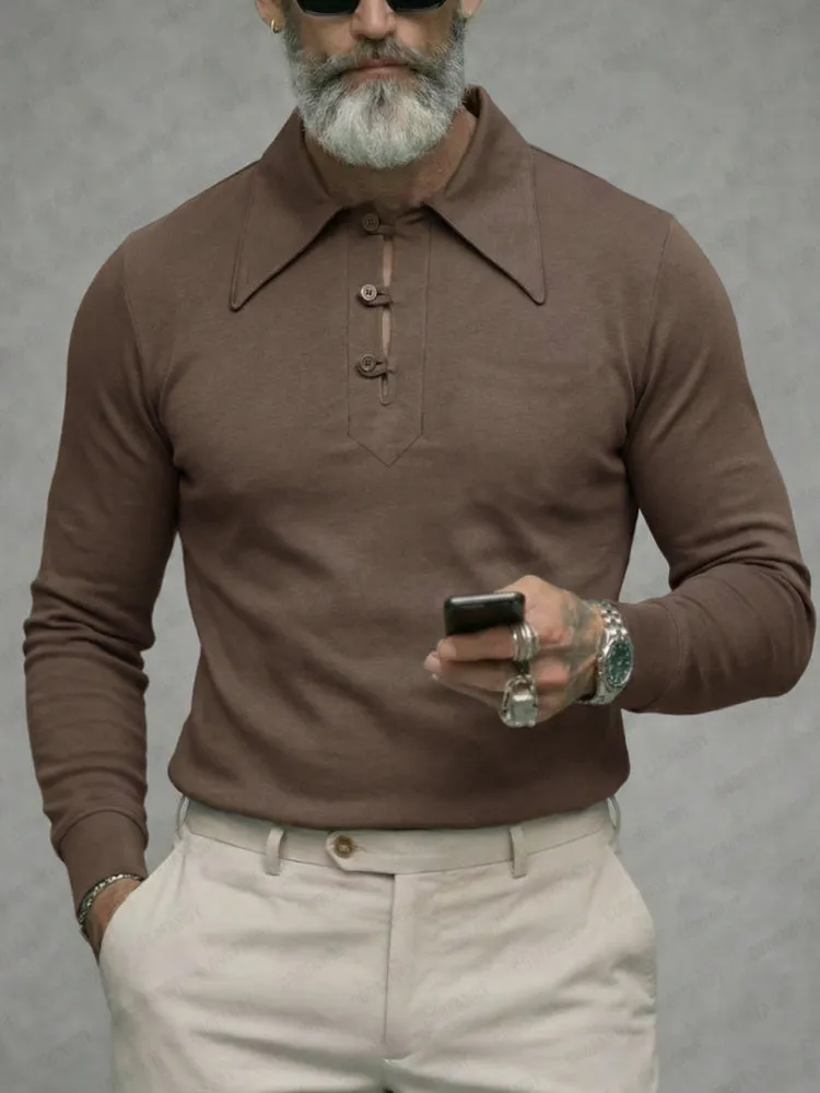 Vintage Lapel Collar Slim Fit Shirt sold by Coofandy