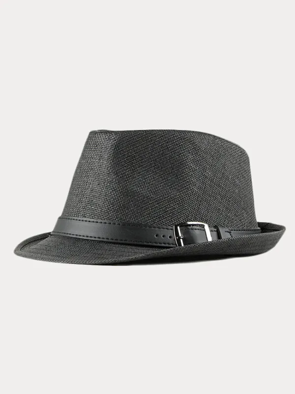 Stylish Buckled Leather Strap Fedora Hat made by Coofandy