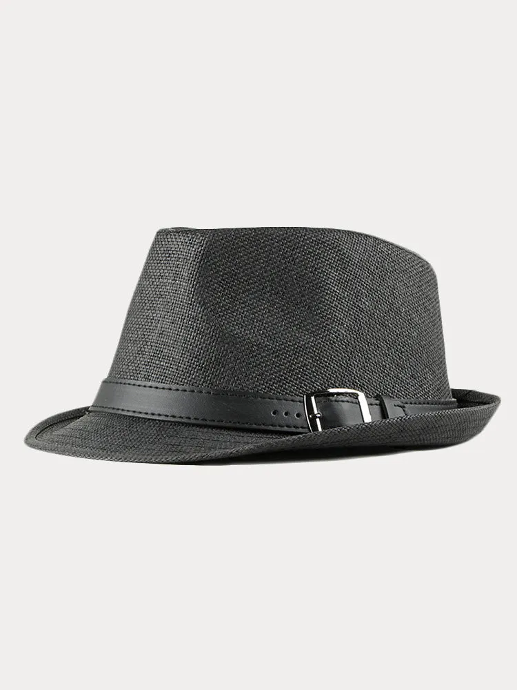 Stylish Buckled Leather Strap Fedora Hat sold by Coofandy