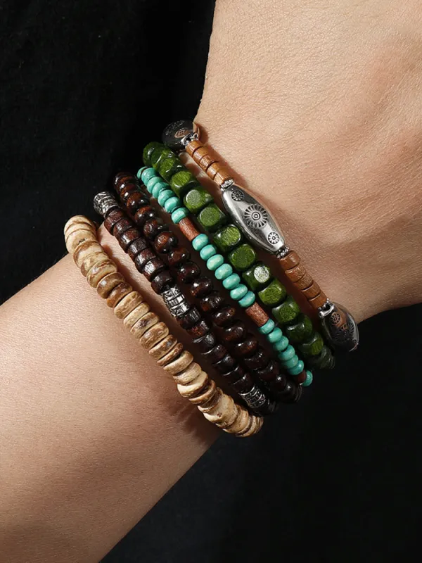 6Pcs Bohemian Beaded Stackable Bracelet Set made by Coofandy