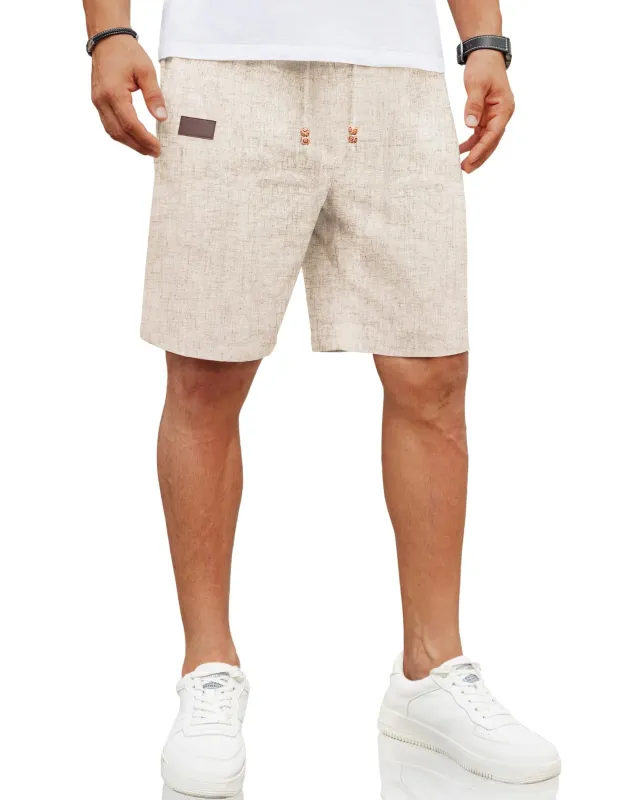 Casual Linen Blend Beach Shorts made by Coofandy