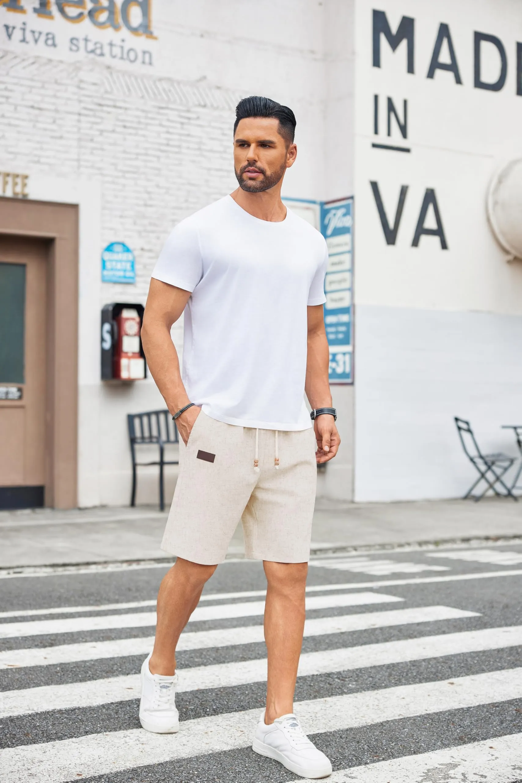 Casual Linen Blend Beach Shorts sold by Coofandy product image thumbnail 3