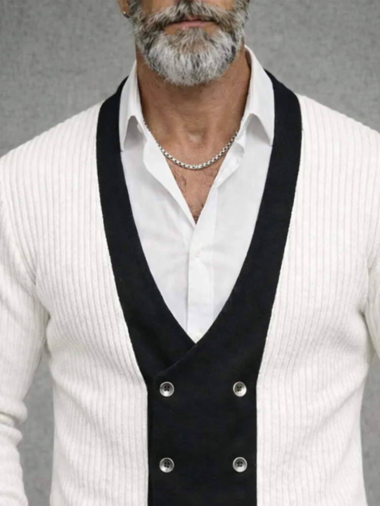 Casual Colorblock Textured Knit Spring Cardigan sold by Coofandy product image thumbnail 3