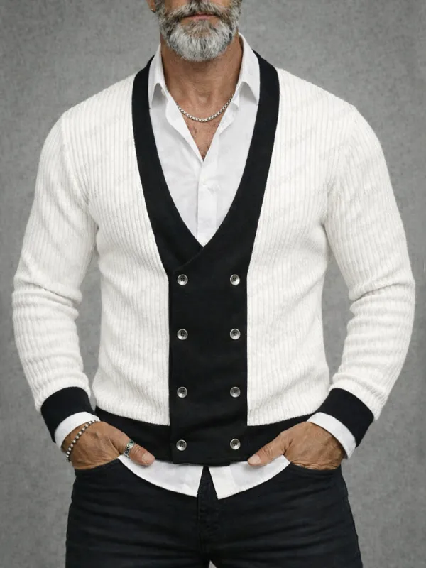 Casual Colorblock Textured Knit Spring Cardigan made by Coofandy