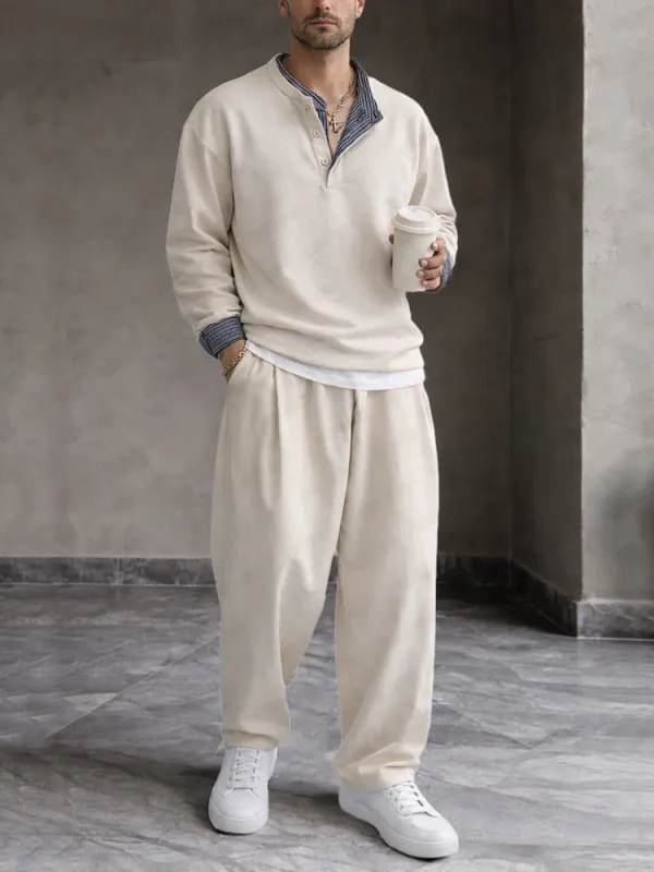 Casual Comfy Stripe Patchwork Sweatsuit Sets made by Coofandy