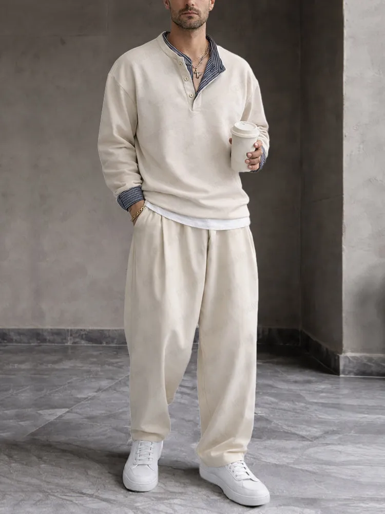 Casual Comfy Stripe Patchwork Sweatsuit Sets sold by Coofandy