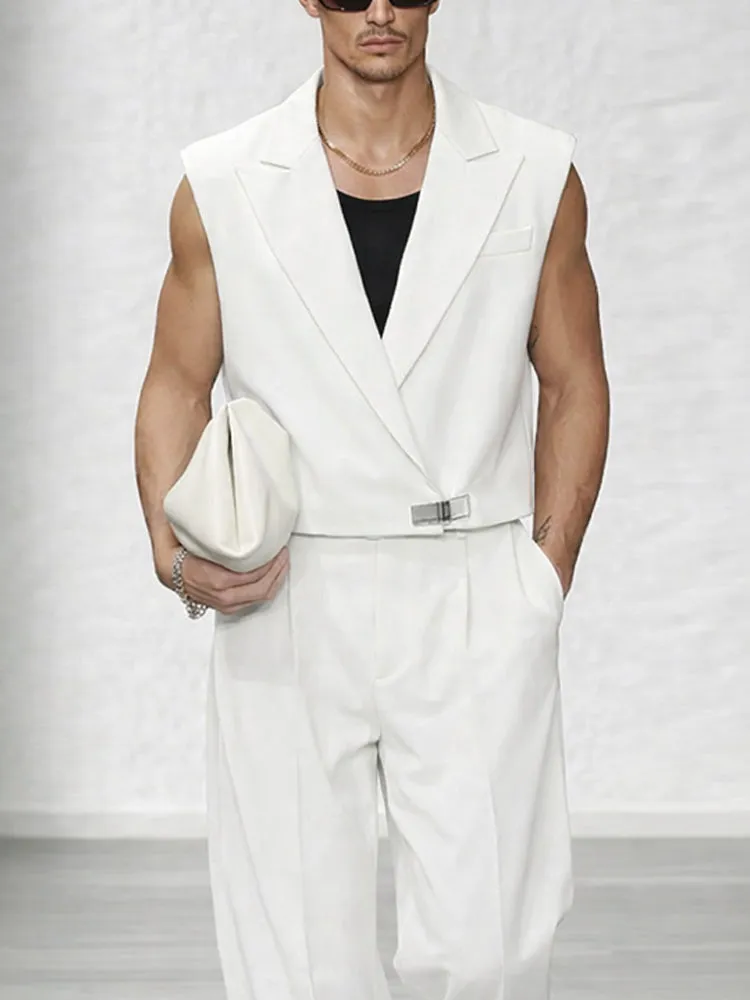 Trendy Lapel Vest and Wide-Leg Pants Set sold by Coofandy product image thumbnail 4