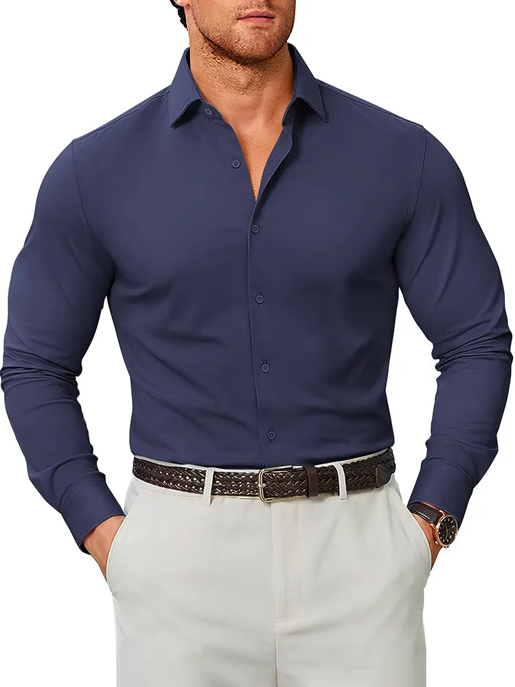 Stretch Wrinkle Free Long Sleeve Button Down Shirt (US Only) sold by Coofandy product image thumbnail 4
