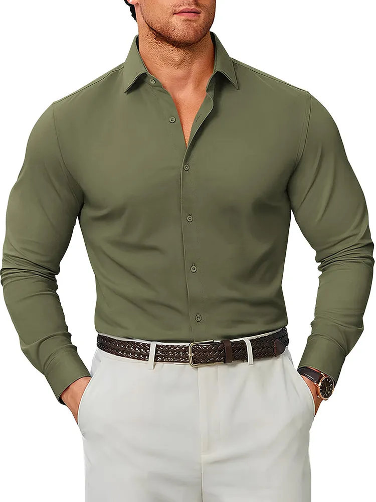 Stretch Wrinkle Free Long Sleeve Button Down Shirt (US Only) sold by Coofandy product image thumbnail 5