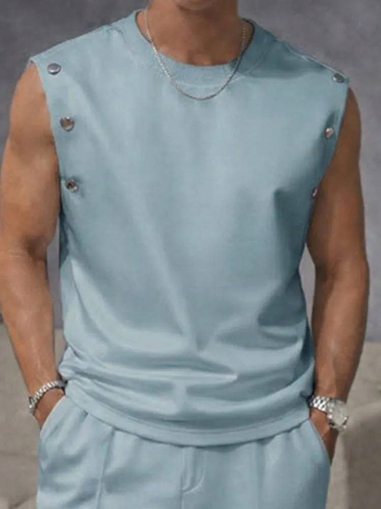 Casual Button Accent Tank Top Pants Set sold by Coofandy product image thumbnail 3