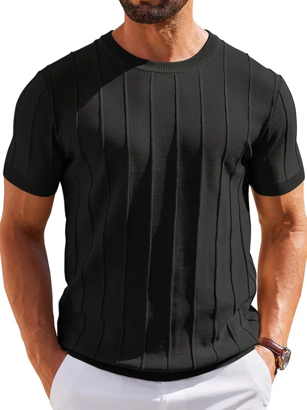 Casual Short Sleeve Ribbed Knit Pullover Tee (US Only) made by Coofandy