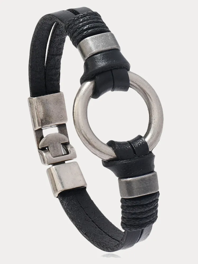 Retro Metal Buckle Leather Bracelet sold by Coofandy