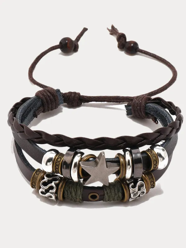 Retro Multilayer Wrap Leather Bracelets sold by Coofandy