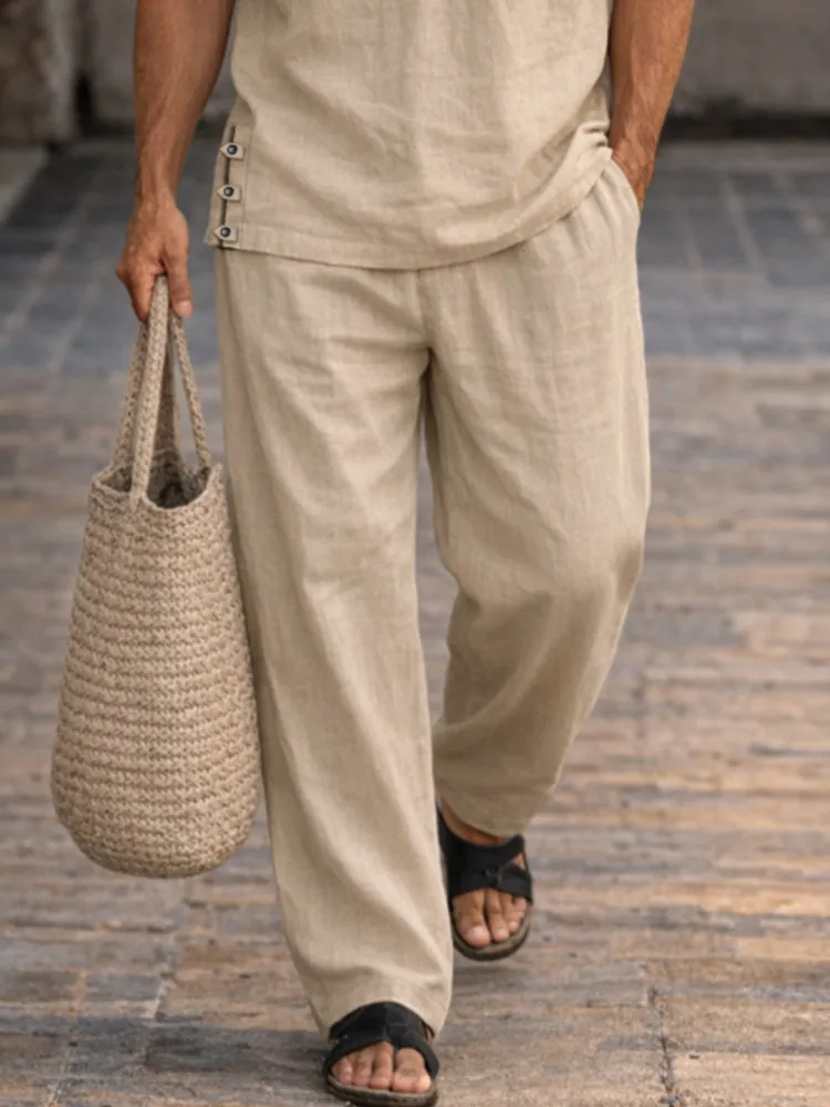 Soft Washed Cotton Henley Shirt Pants Set sold by Coofandy product image thumbnail 4