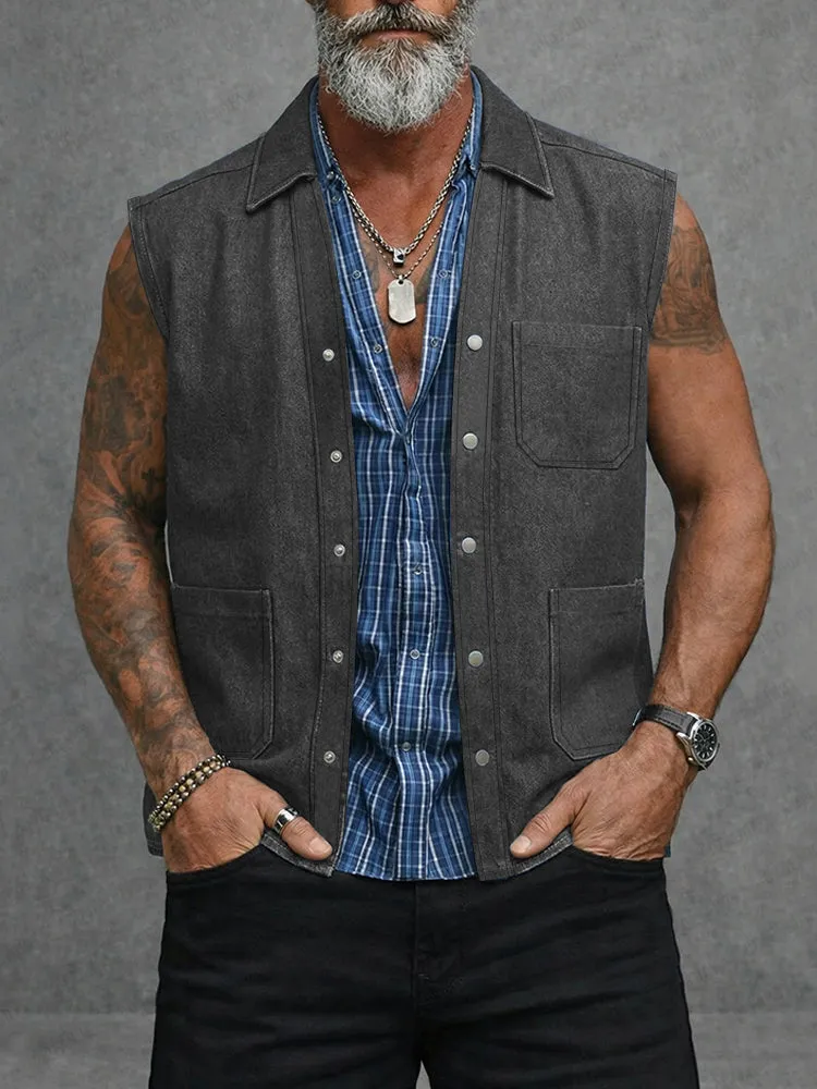 Utility Casual 100% Cotton Denim Vest sold by Coofandy product image thumbnail 2