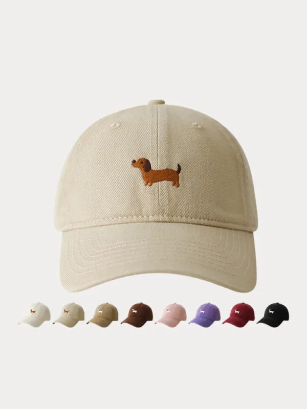 Casual Embroidered Sausage Dog Cotton Baseball Cap made by Coofandy