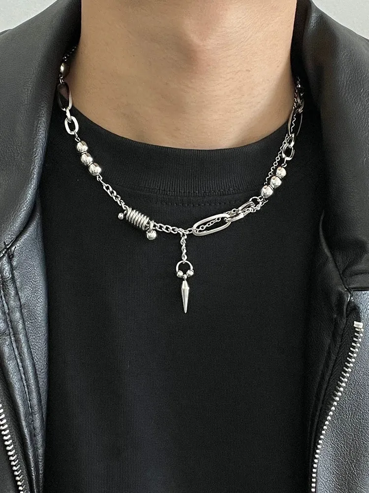 Punk Stainless Steel Rivet Pendant Necklace sold by Coofandy