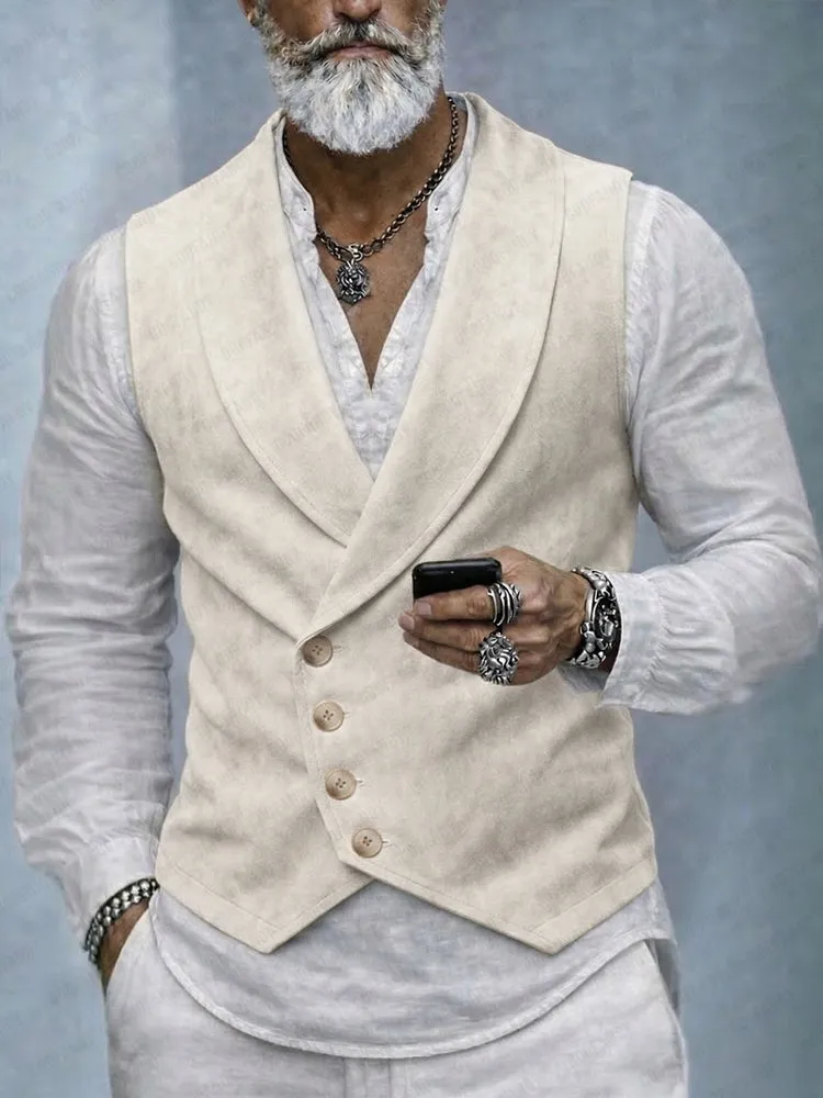 Retro Elegant Suede Shawl Lapel Suit Vest sold by Coofandy product image thumbnail 2