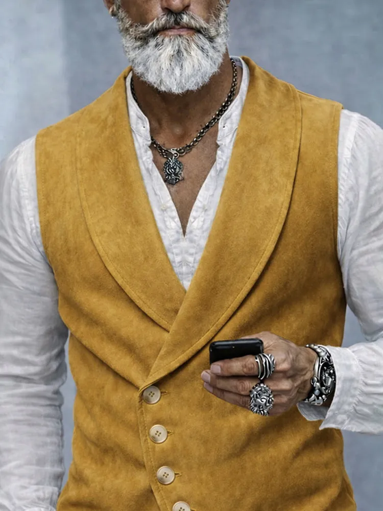 Retro Elegant Suede Shawl Lapel Suit Vest sold by Coofandy product image thumbnail 3