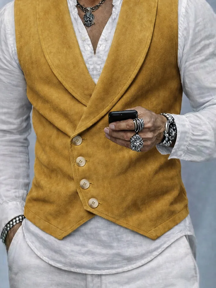 Retro Elegant Suede Shawl Lapel Suit Vest sold by Coofandy product image thumbnail 4