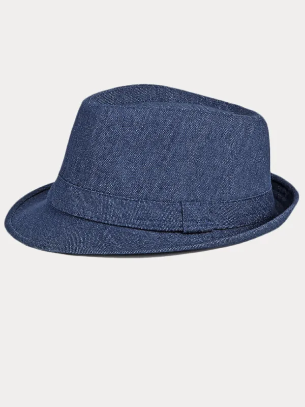 Classic Spring Summer Cotton Denim Fedora Hat made by Coofandy