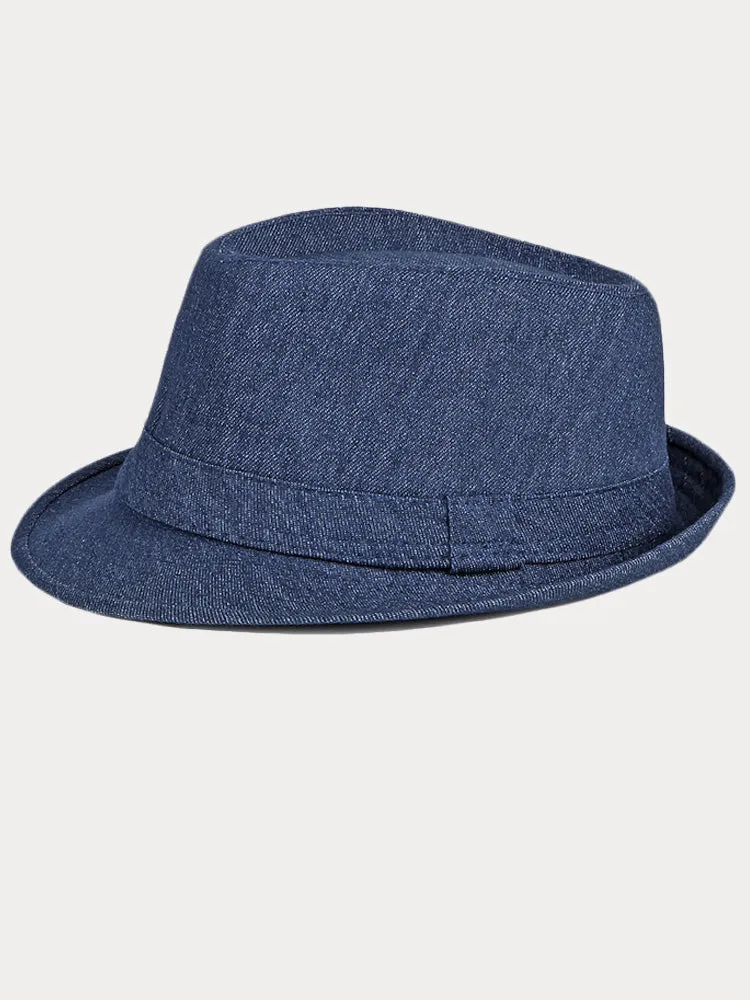 Classic Spring Summer Cotton Denim Fedora Hat sold by Coofandy