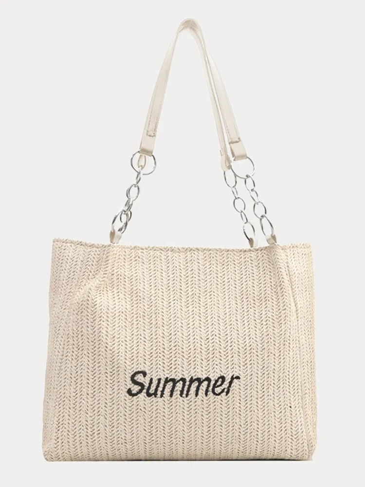 Large Capacity Woven Straw Tote Bag sold by Coofandy product image thumbnail 5