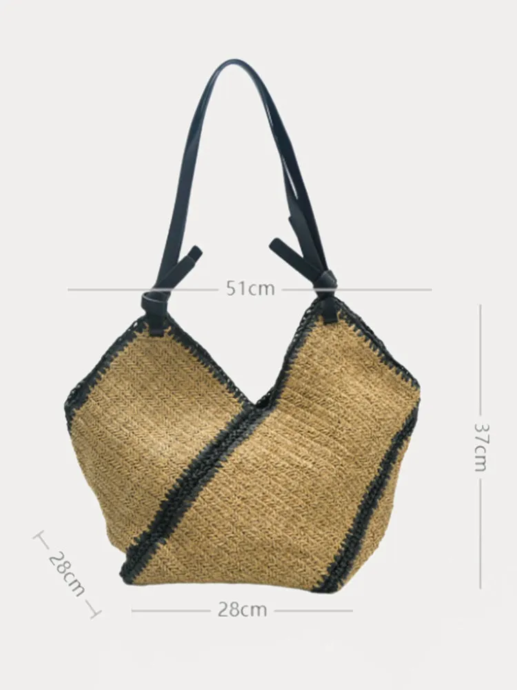 Vacation-Ready Large Capacity Woven Tote Bag sold by Coofandy product image thumbnail 3