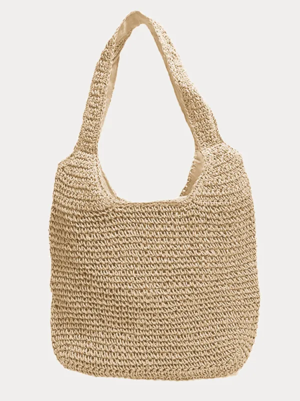 Minimalist Beach Large Woven Straw Shoulder Bag made by Coofandy