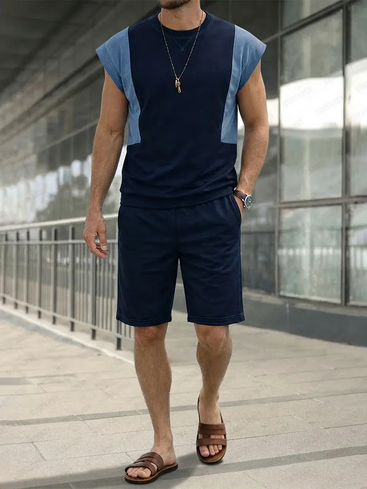 Athleisure Colorblock Tank Top and Shorts Set sold by Coofandy