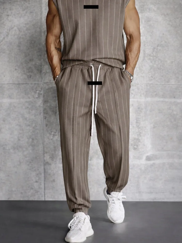 Modern Street Vertical Striped Tank Top Pants Set sold by Coofandy product image thumbnail 4