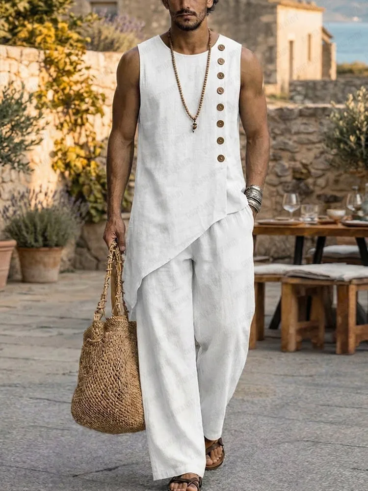 Minimalist Casual 100% Cotton Slant Hem Tank Top Set sold by Coofandy product image thumbnail 5