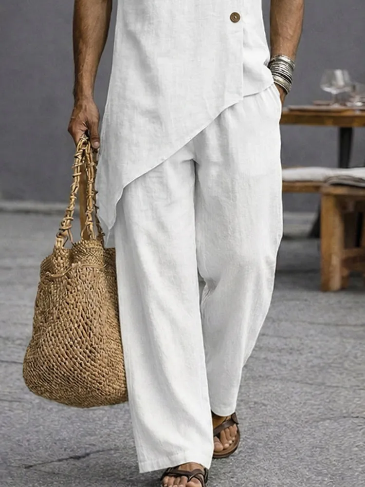 Minimalist Casual 100% Cotton Slant Hem Tank Top Set sold by Coofandy product image thumbnail 4