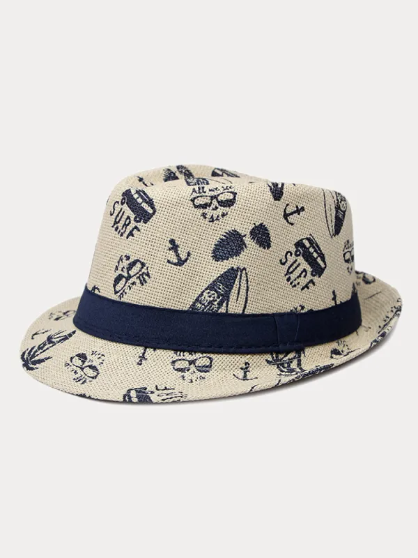 Summer Tropical Print 100% Cotton Fedora Hat made by Coofandy