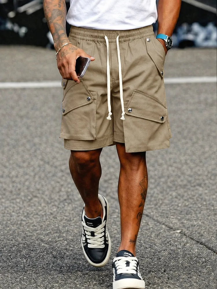 Unique Cotton Multi Pockets Drawstring Cargo Shorts sold by Coofandy product image thumbnail 2