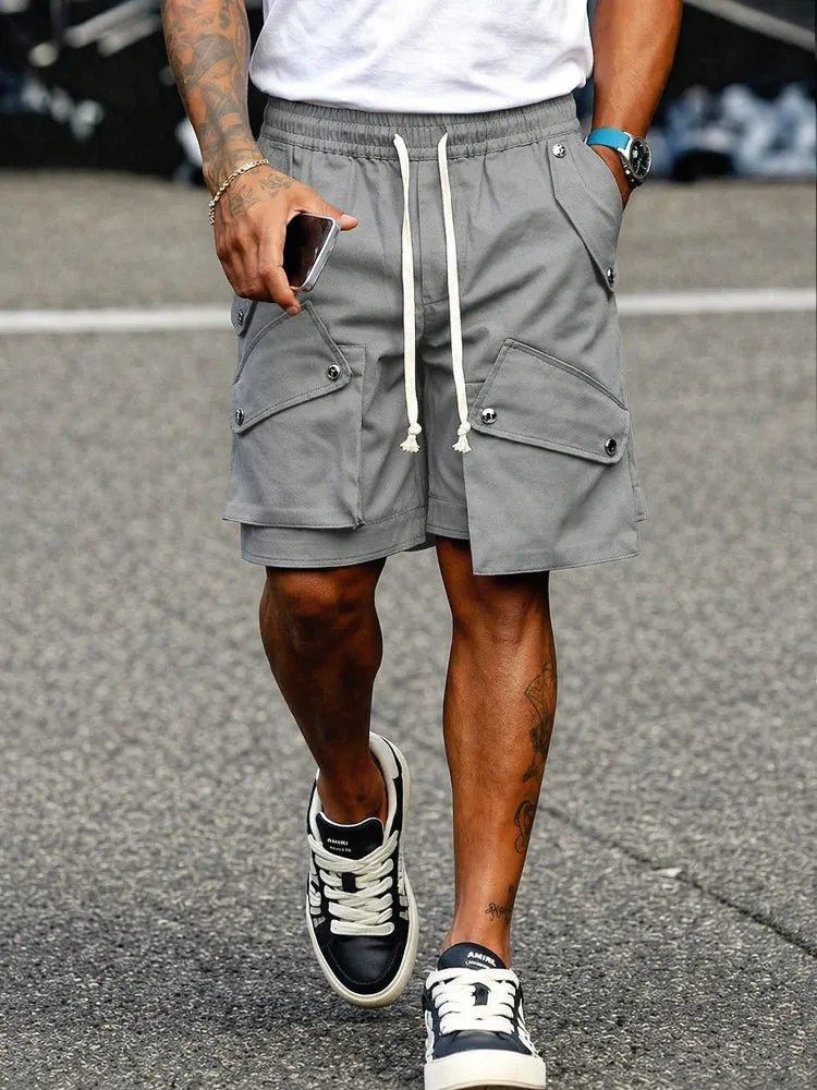 Unique Cotton Multi Pockets Drawstring Cargo Shorts sold by Coofandy