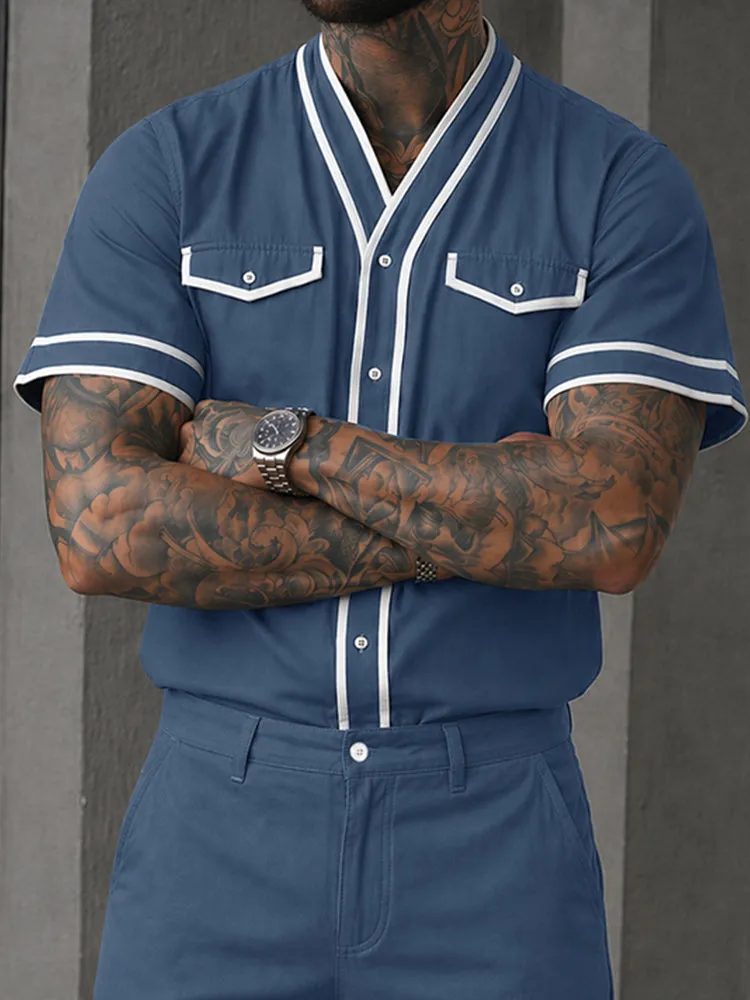 Casual 100% Cotton Contrast Tipping Shirt Set sold by Coofandy product image thumbnail 3
