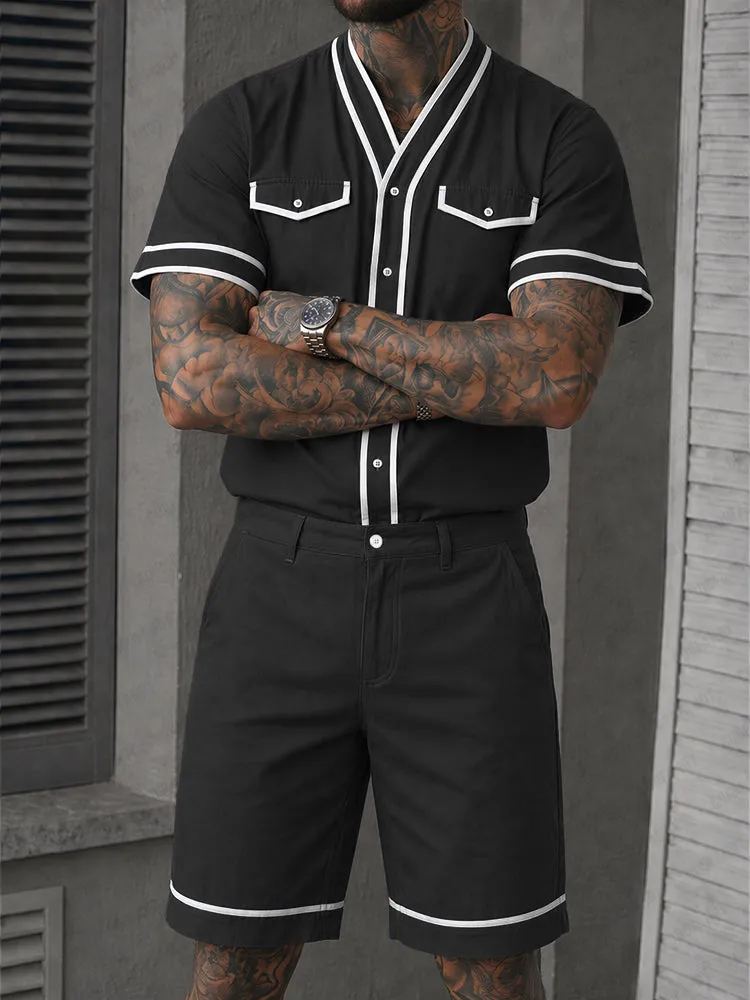 Casual 100% Cotton Contrast Tipping Shirt Set sold by Coofandy product image thumbnail 2