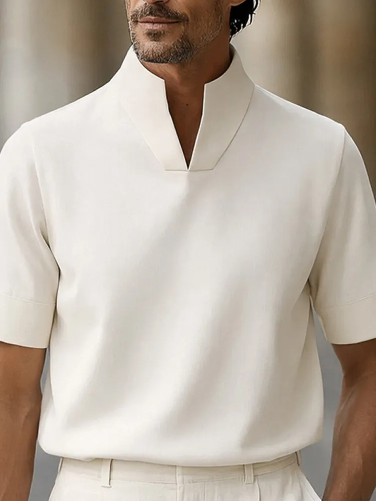 Urban Minimalist Stand Collar Short Sleeve Top sold by Coofandy product image thumbnail 3