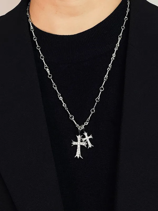 Stylish Double Cross Pendant Necklace made by Coofandy