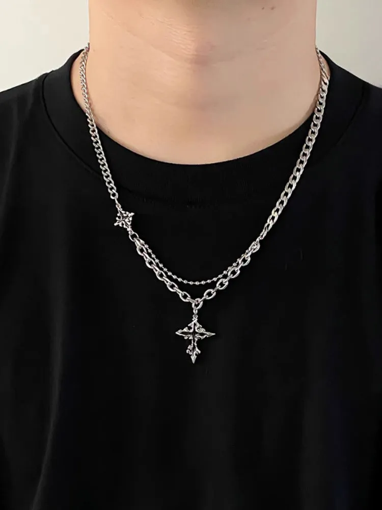 Gothic Mixed Chain Cross Necklace sold by Coofandy