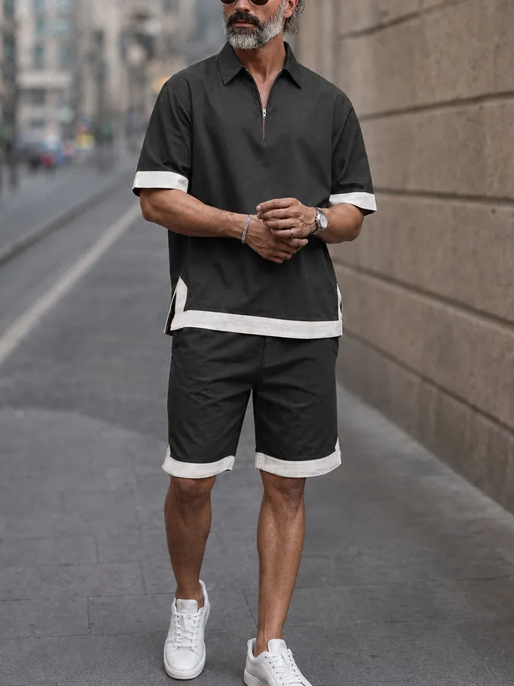 Casaul Cotton Contrast Color Tracksuit Set sold by Coofandy product image thumbnail 2