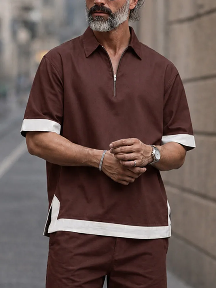 Casaul Cotton Contrast Color Tracksuit Set sold by Coofandy product image thumbnail 3