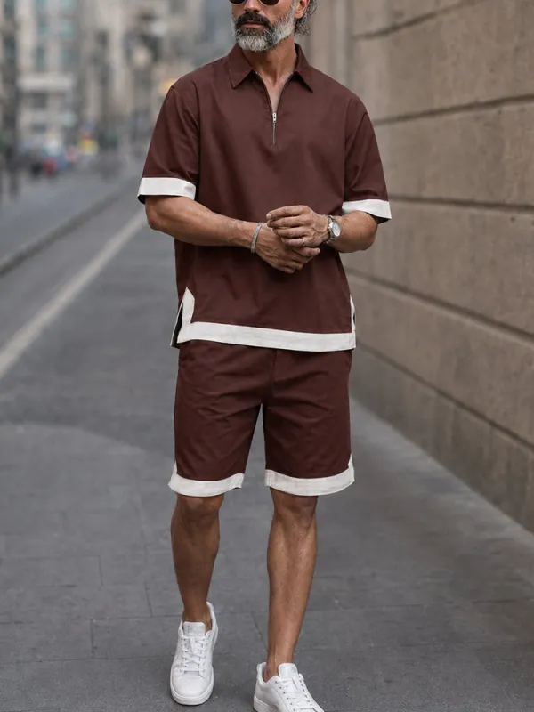 Casaul Cotton Contrast Color Tracksuit Set made by Coofandy