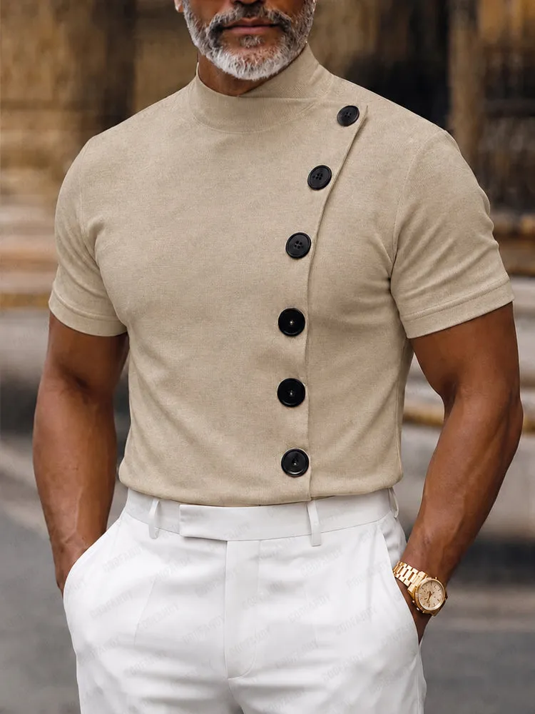 Stylish Slim Fit Buttons Decor Pullover Top sold by Coofandy product image thumbnail 2