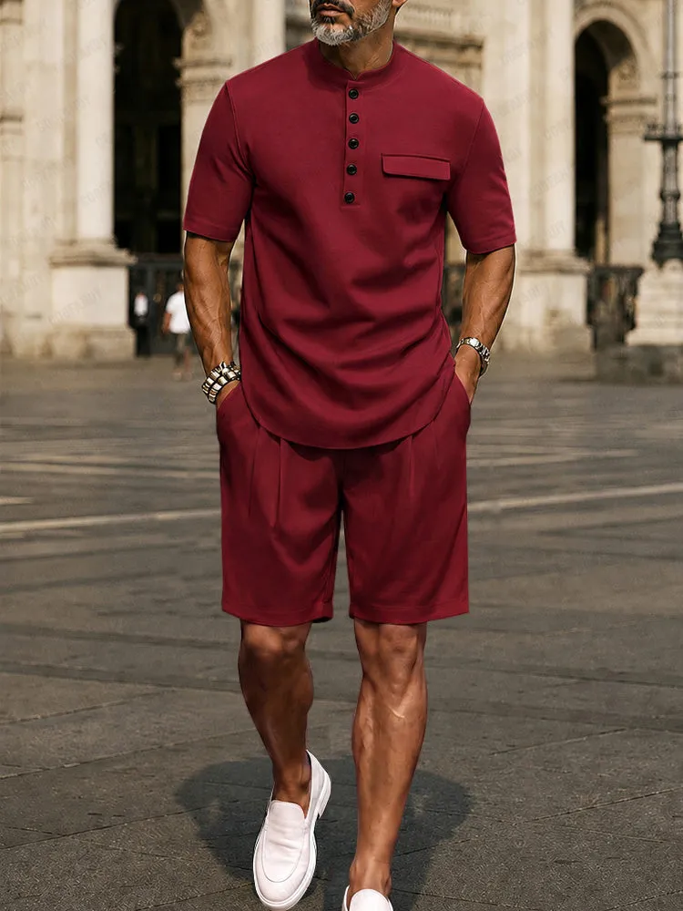 Urban Casual Button Up T-Shirt Shorts Set sold by Coofandy product image thumbnail 2