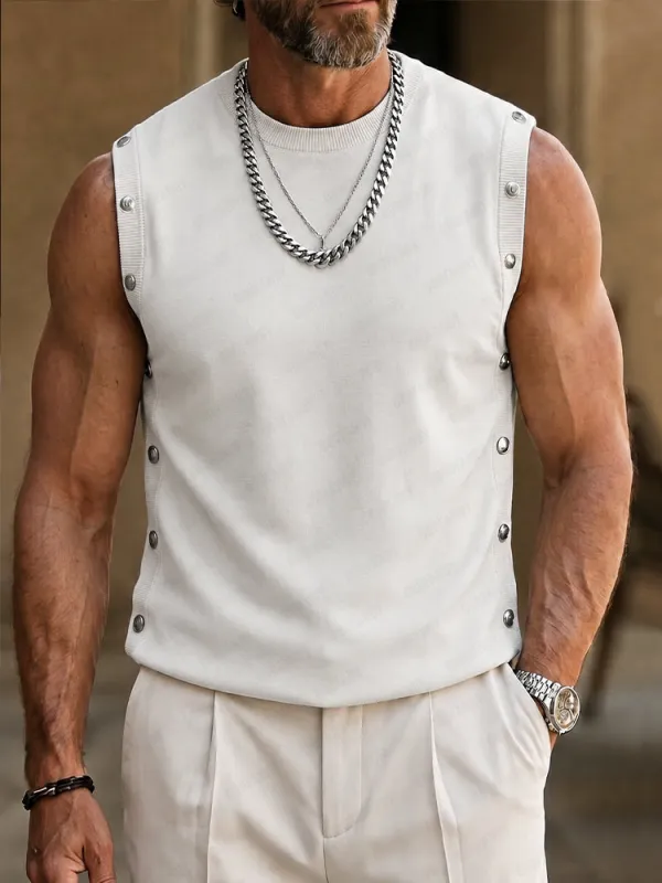 Fashion Stretchy Button Accent Tank Top made by Coofandy