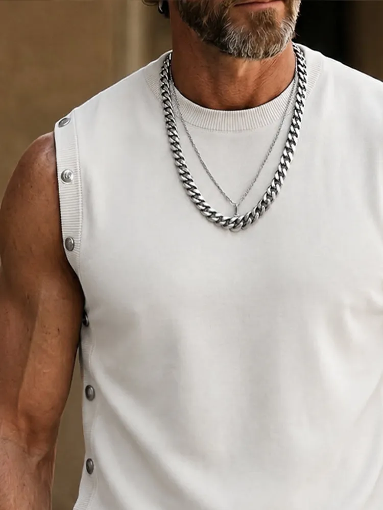 Fashion Stretchy Button Accent Tank Top sold by Coofandy product image thumbnail 3
