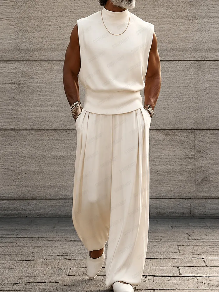Minimalism Urban Casual Sleeveless Matching Sets sold by Coofandy