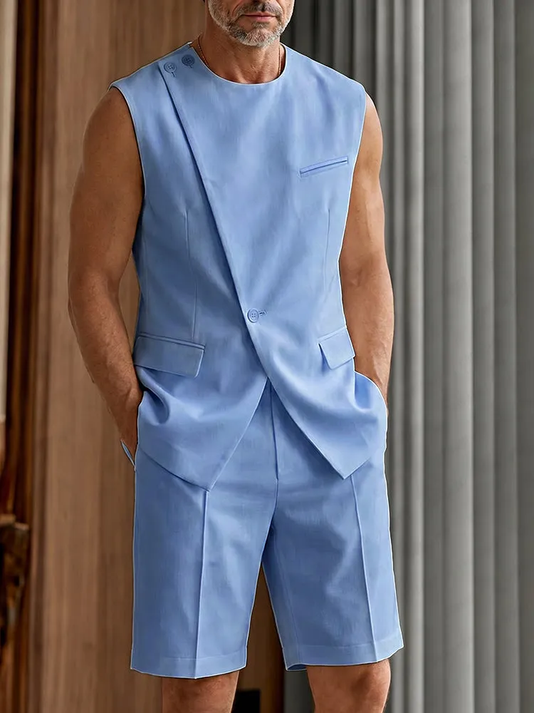 Smart Casual Relaxed Fit Suit Vest and Shorts Set sold by Coofandy product image thumbnail 2